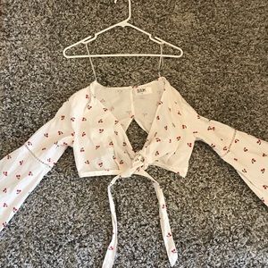 LF/SEEK: cherry tie-around crop top